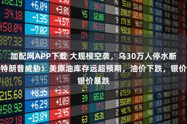 加配网APP下载 大规模空袭，乌30万人停水断电！特朗普威胁！美原油库存远超预期，油价下跌，银价暴跌